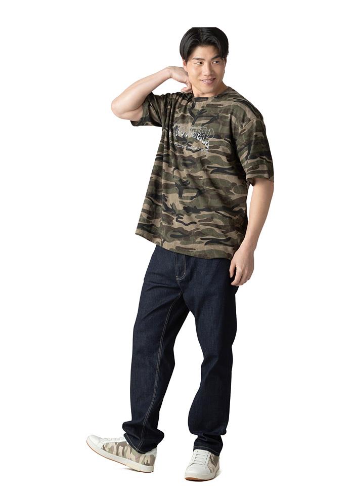 【ns623】大きいサイズ メンズ THRASHER スラッシャー カモフラ総柄 半袖 Tシャツ 春夏新作 th26su05k 【fre】
