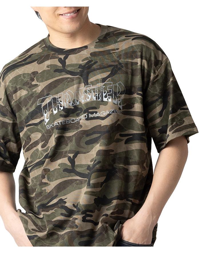 【ns623】大きいサイズ メンズ THRASHER スラッシャー カモフラ総柄 半袖 Tシャツ 春夏新作 th26su05k 【fre】