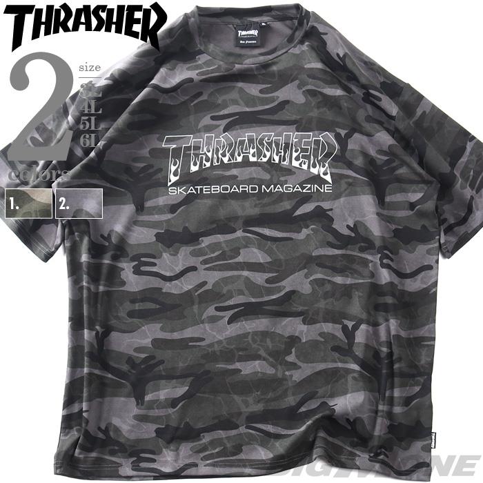 大きいサイズ メンズ THRASHER スラッシャー カモフラ総柄 半袖 Tシャツ 春夏新作 th26su05k