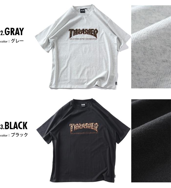 大きいサイズ メンズ THRASHER スラッシャー ショ-トファーアップリケ 半袖 Tシャツ 春夏新作 th26su06k