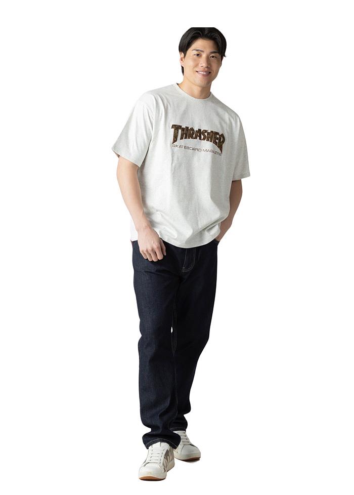 【ns623】大きいサイズ メンズ THRASHER スラッシャー ショ-トファーアップリケ 半袖 Tシャツ 春夏新作 th26su06k 【fre】