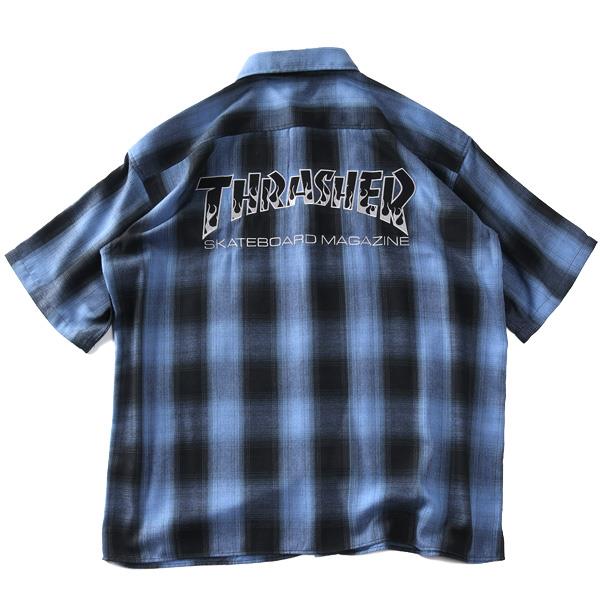 大きいサイズ メンズ THRASHER スラッシャー オンブレチェック 半袖 シャツ 春夏新作 th26su23k