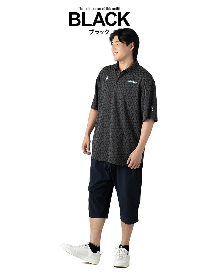 大きいサイズ メンズ LE COQ SPORTIF GOLF ルコックスポルティフ トライアングルジャカード 半袖 ゴルフ ポロシャツ ストレッチ 吸汗速乾 UVカット 春夏新作 lg6shsb0m 【fre】