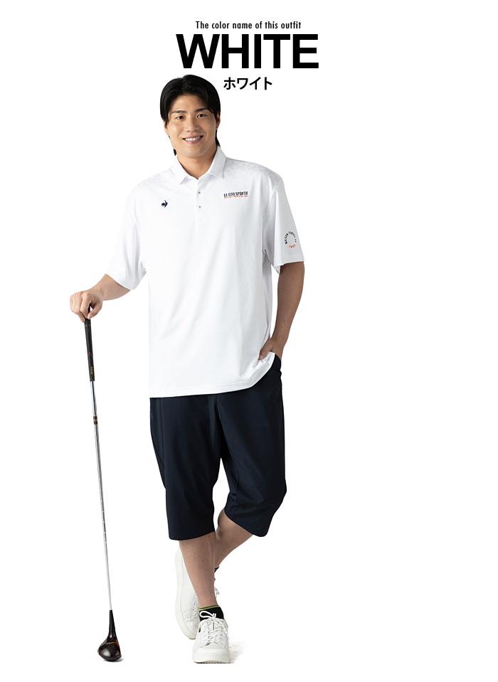 大きいサイズ メンズ LE COQ SPORTIF GOLF ルコックスポルティフ トライアングルジャカード 半袖 ゴルフ ポロシャツ ストレッチ 吸汗速乾 UVカット 春夏新作 lg6shsb0m 【fre】