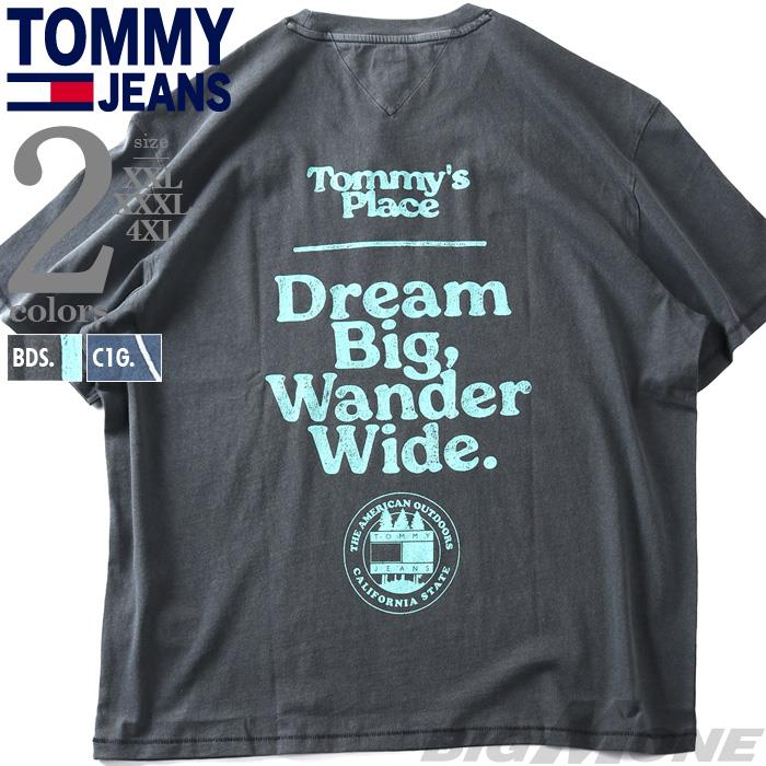 大きいサイズ メンズ TOMMY JEANS トミージーンズ プリント 半袖 Tシャツ OUTDOOR SS TEE USA直輸入 dm0dm22309
