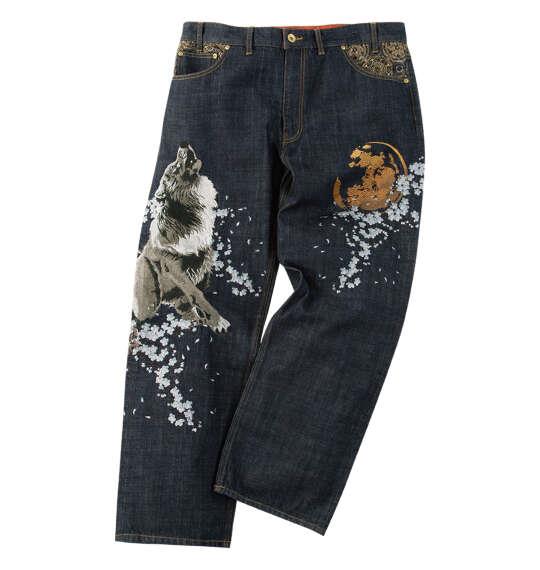 大きいサイズ メンズ 絡繰魂 月光狼 デニム パンツ ネイビー 1254-6235-1 100 110 120 130