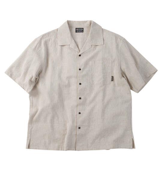 大きいサイズ メンズ OUTDOOR PRODUCTS 綿麻 半袖 オープンカラー シャツ ベージュ 1257-6220-1 3L 4L 5L 6L 7L 8L
