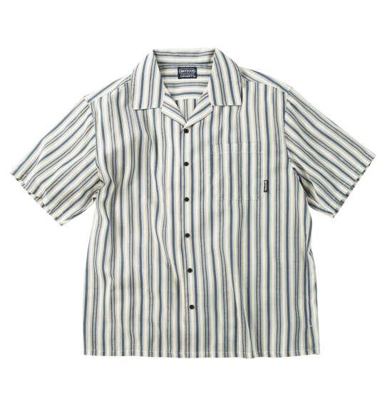 大きいサイズ メンズ OUTDOOR PRODUCTS サッカー ジャガード 半袖 オープンカラー シャツ ネイビー 1257-6221-2 3L 4L 5L 6L 7L 8L