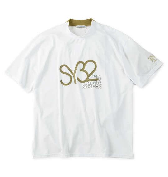 大きいサイズ メンズ SY32 by SWEET YEARS ビッグロゴ 半袖 モックネックシャツ ホワイト 1278-6274-1 3L 4L 5L 6L