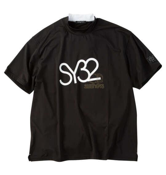 大きいサイズ メンズ SY32 by SWEET YEARS ビッグロゴ 半袖 モックネックシャツ ブラック 1278-6274-2 3L 4L 5L 6L