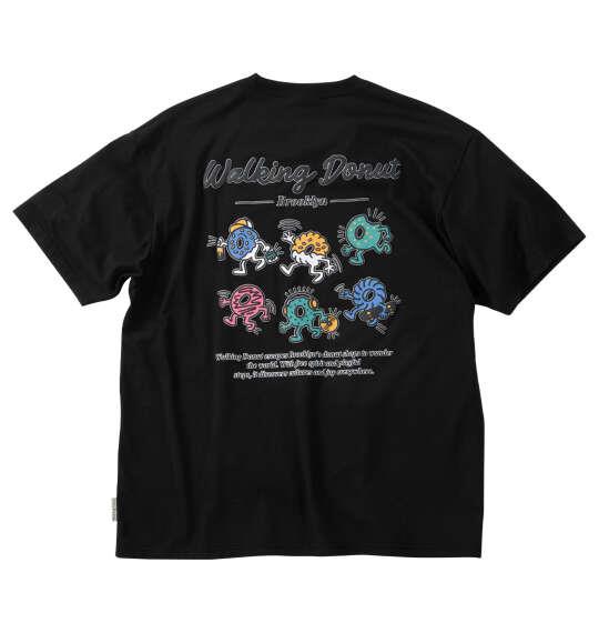 大きいサイズ メンズ Walking Donut T/C天竺刺繍発泡プリント 半袖 Tシャツ ブラック 1268-6230-2 3L 4L 5L 6L 8L