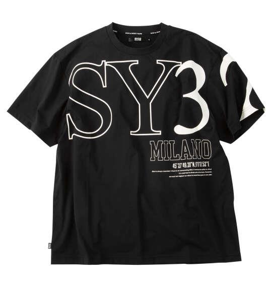 大きいサイズ メンズ SY32 by SWEET YEARS ビッグロゴ 半袖 Tシャツ ブラック 1278-6273-2 3L 4L 5L 6L