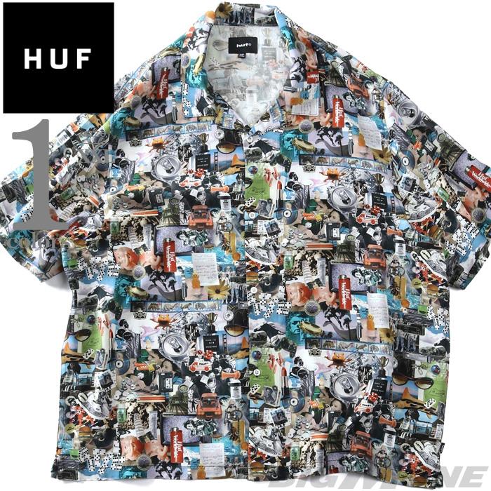 【ns623】大きいサイズ メンズ HUF ハフ 総柄 半袖 シャツ FROM THE ROAD SS RESORT USA直輸入 bu00262