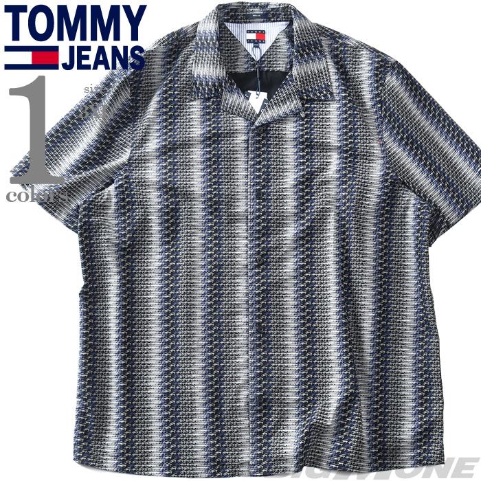 【ns623】大きいサイズ メンズ TOMMY JEANS トミージーンズ 総柄 半袖 シャツ REG AOP CAMP SHIRT EXT USA直輸入 dm0dm22792