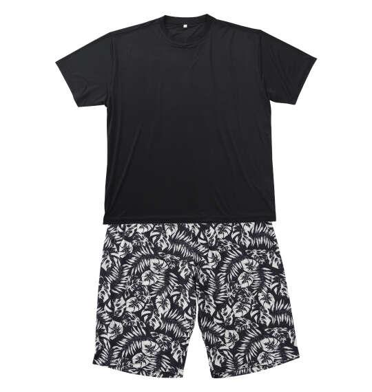 大きいサイズ メンズ Mc.S.P 冷感ベア天竺 半袖 Tシャツ + リーフ柄 ハーフパンツ ブラック 1279-6210-2 3L 4L 5L 6L 7L 8L