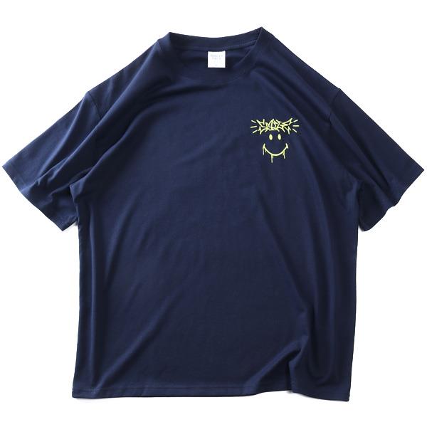 大きいサイズ メンズ SMILEY FACE スマイリーフェイス 刺繍 スプレープリント 半袖 Tシャツ 吸水速乾 UVカット 春夏新作 12625128