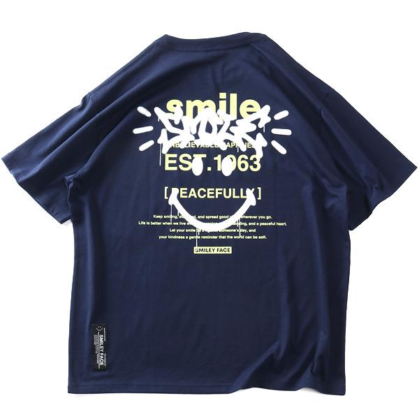 大きいサイズ メンズ SMILEY FACE スマイリーフェイス 刺繍 スプレープリント 半袖 Tシャツ 吸水速乾 UVカット 春夏新作 12625128