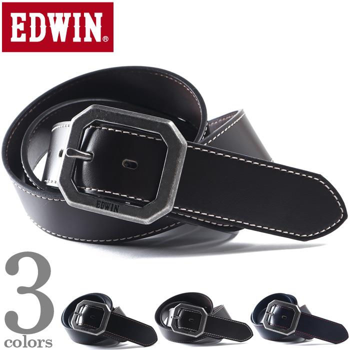 大きいサイズ メンズ EDWIN エドウィン カラーステッチ レザー ベルト ロングサイズ 春夏新作 0111256