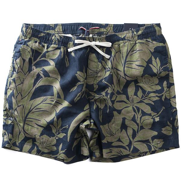 【ns623】大きいサイズ メンズ TOMMY HILFIGER トミーヒルフィガー 麻100% 総柄 ショートパンツ ショーツ USA直輸入 mw0mw42546