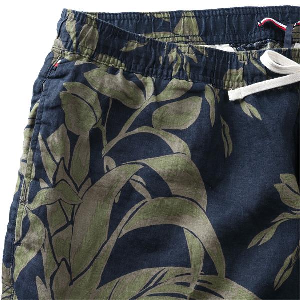【ns623】大きいサイズ メンズ TOMMY HILFIGER トミーヒルフィガー 麻100% 総柄 ショートパンツ ショーツ USA直輸入 mw0mw42546
