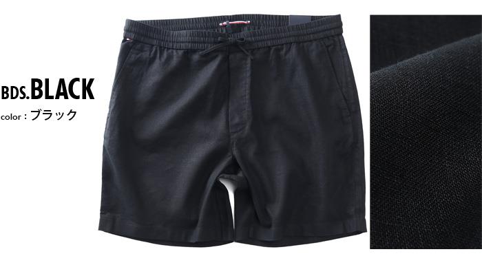 【ns623】大きいサイズ メンズ TOMMY HILFIGER トミーヒルフィガー 麻混 無地 ショートパンツ ショーツ USA直輸入 mw0mw44353