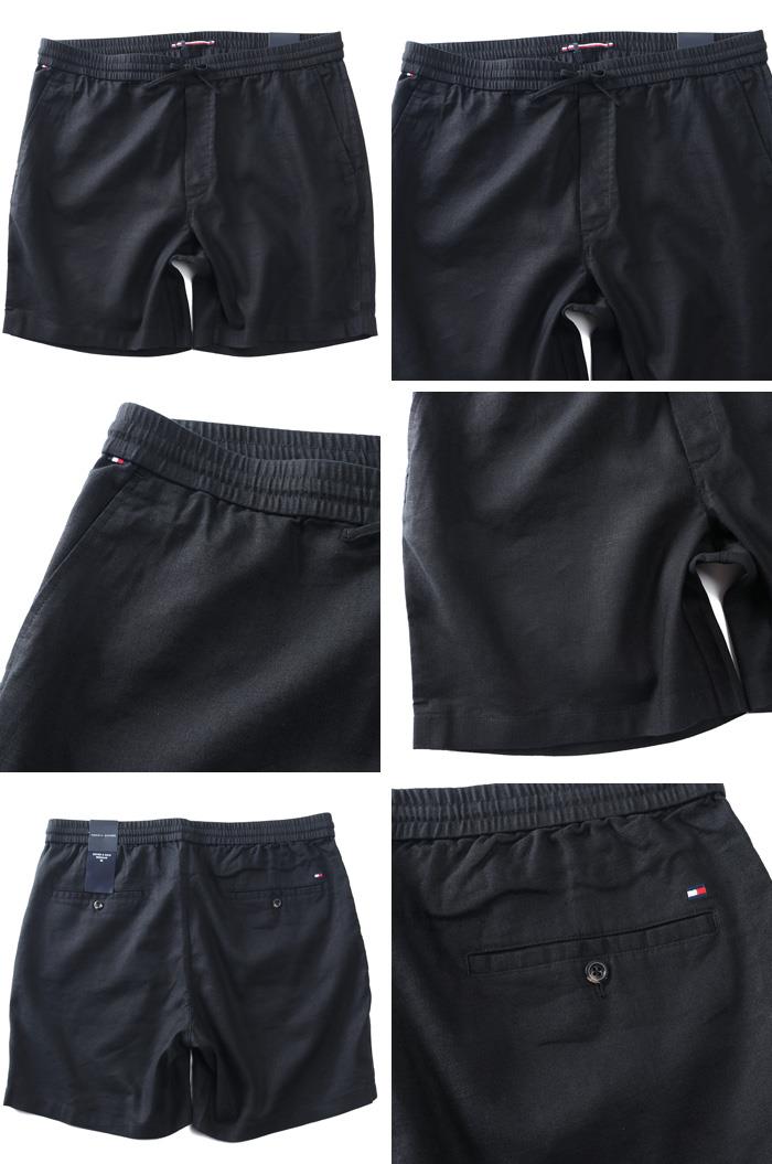 【ns623】大きいサイズ メンズ TOMMY HILFIGER トミーヒルフィガー 麻混 無地 ショートパンツ ショーツ USA直輸入 mw0mw44353