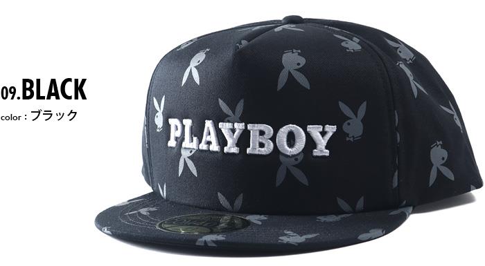 大きいサイズ メンズ PLAYBOY プレイボーイ 総柄 ロゴ刺繍 ベースボール キャップ 帽子 春夏新作 6613-701