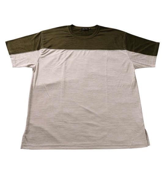 大きいサイズ メンズ EL.FO DRY クルーネック 切替 半袖 Tシャツ カーキ×ベージュ 1278-6707-2 3L 4L 5L 6L 8L