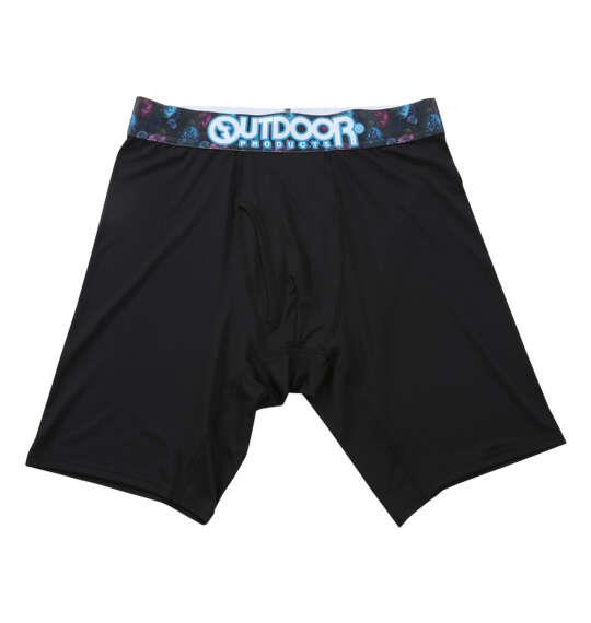 大きいサイズ メンズ OUTDOOR PRODUCTS ポリエステルベア天転写ゴムブラックロング ボクサーパンツ ブラック×フローラル 1249-6310-2 3L 4L 5L 6L 7L 8L