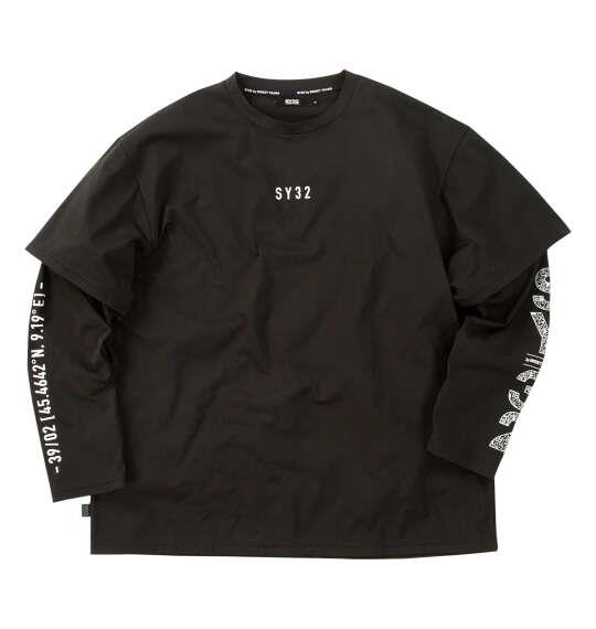 大きいサイズ メンズ SY32 by SWEET YEARS フェイクレイヤード 長袖 Tシャツ ブラック 1278-6330-2 3L 4L 5L 6L