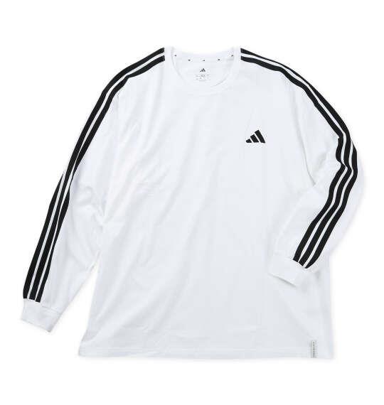 大きいサイズ メンズ adidas ESS+3S 長袖 Tシャツ ホワイト 1248-6311-1 4XL 5XL