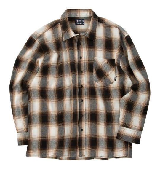 大きいサイズ メンズ OUTDOOR PRODUCTS ビエラチェック 長袖 シャツ アイボリー 1257-6310-1 3L 4L 5L 6L 7L 8L