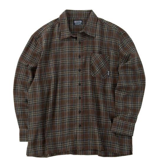 大きいサイズ メンズ OUTDOOR PRODUCTS ビエラチェック 長袖 シャツ ブラウン 1257-6310-4 3L 4L 5L 6L 7L 8L