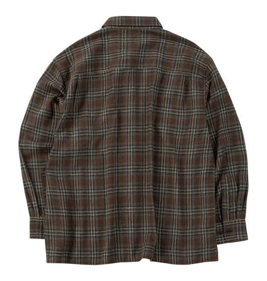 大きいサイズ メンズ OUTDOOR PRODUCTS ビエラチェック 長袖 シャツ ブラウン 1257-6310-4 3L 4L 5L 6L 7L 8L