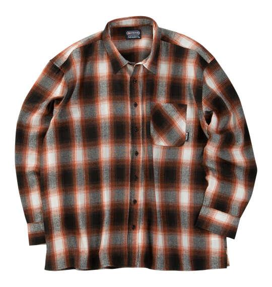 大きいサイズ メンズ OUTDOOR PRODUCTS ビエラチェック 長袖 シャツ オレンジ 1257-6310-5 3L 4L 5L 6L 7L 8L