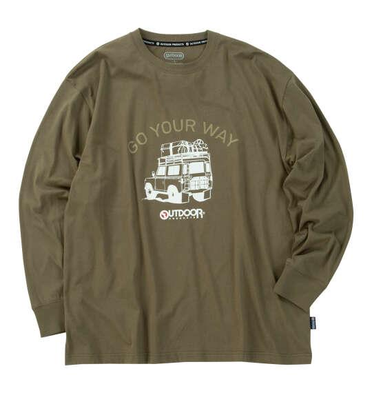大きいサイズ メンズ OUTDOOR PRODUCTS 天竺 長袖 Tシャツ カーキ 1258-6300-2 3L 4L 5L 6L 7L 8L