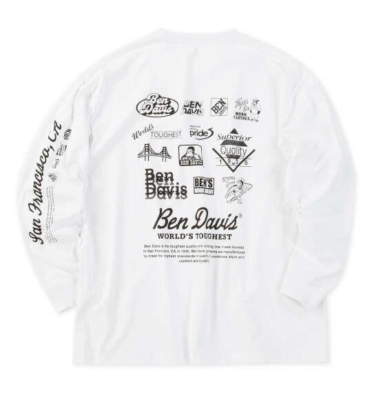 大きいサイズ メンズ BEN DAVIS グラフィック 長袖 Tシャツ ホワイト 1278-6631-1 3L 4L 5L 6L