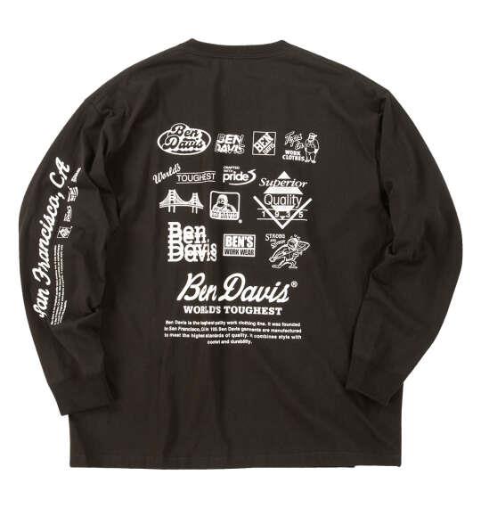 大きいサイズ メンズ BEN DAVIS グラフィック 長袖 Tシャツ ブラック 1278-6631-2 3L 4L 5L 6L