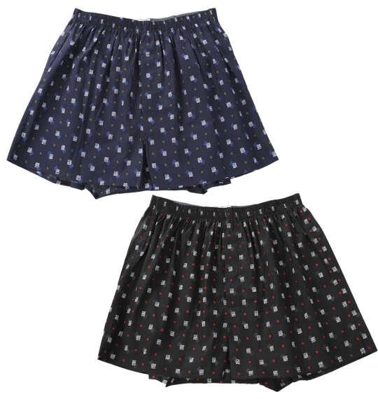大きいサイズ メンズ Take More 2P プリント布帛 トランクス ネイビー系×ブラック系 1249-6305-1 3L 4L 5L 6L 7L 8L