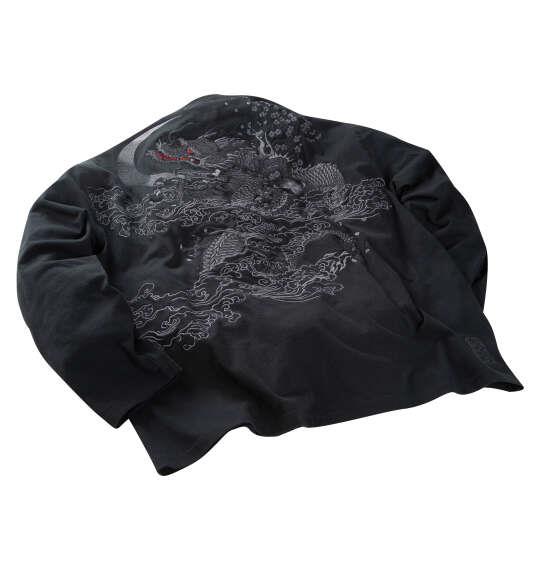 大きいサイズ メンズ 絡繰魂 龍逆鱗 長袖 Tシャツ ブラック 1258-6310-1 3L 4L 5L 6L