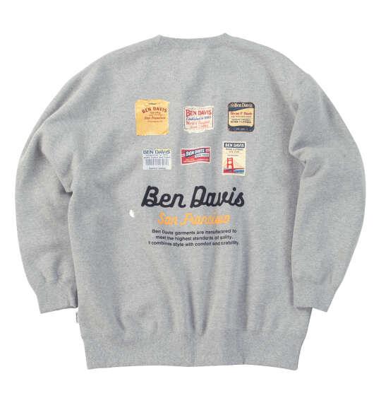 大きいサイズ メンズ BEN DAVIS ラベルロゴ クルーネック スウェット ミックスグレー 1278-6632-1 3L 4L 5L 6L