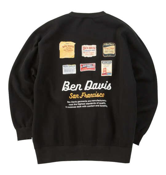 大きいサイズ メンズ BEN DAVIS ラベルロゴ クルーネック スウェット ブラック 1278-6632-2 3L 4L 5L 6L