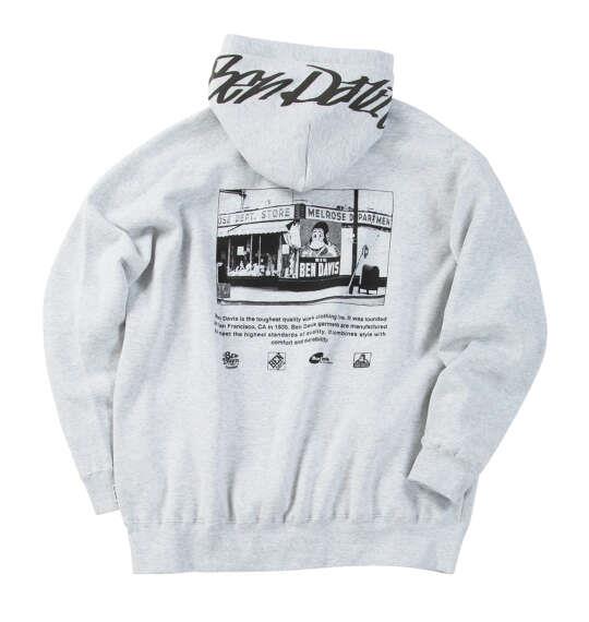 大きいサイズ メンズ BEN DAVIS バックフードプリント プル パーカー アッシュ 1278-6633-1 3L 4L 5L 6L