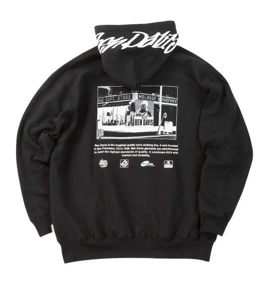 大きいサイズ メンズ BEN DAVIS バックフードプリント プル パーカー ブラック 1278-6633-2 3L 4L 5L 6L