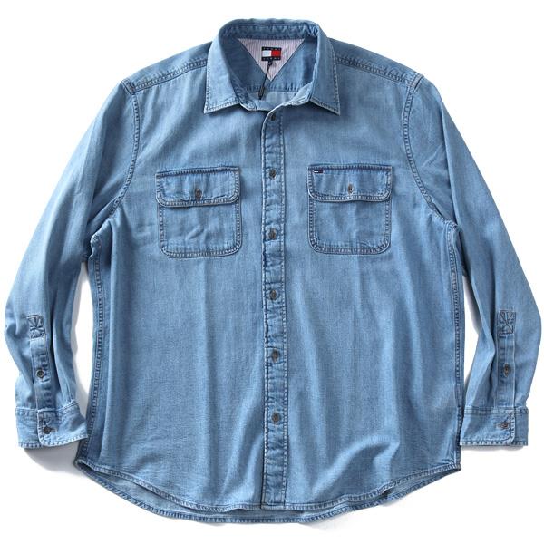 大きいサイズ メンズ TOMMY JEANS トミージーンズ 長袖 デニム シャツ DENIM RELAXED FIT SHIRT USA直輸入 dm0dm22304
