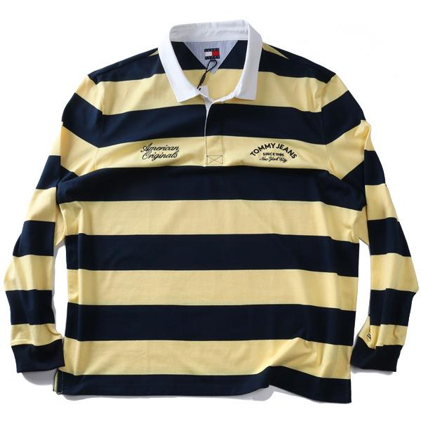 大きいサイズ メンズ TOMMY JEANS トミージーンズ 長袖 ボーダー柄 ラガーシャツ ポロシャツ RLX STRIPE GRAPHIC RUGBY USA直輸入 dm0dm22351