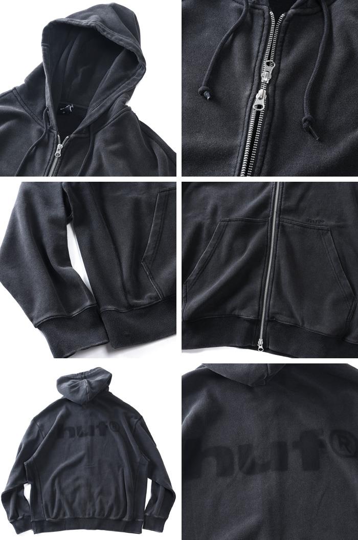 大きいサイズ メンズ HUF ハフ ウォッシュ加工 フルジップ パーカー PACIFIC WASH FZ HOODIE USA直輸入 fl00252