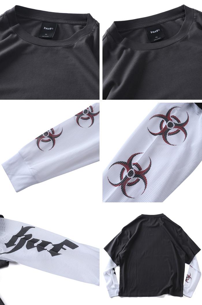大きいサイズ メンズ HUF ハフ フェイクレイヤード 長袖 Tシャツ LEON LS DOUBLE LAYER TOP USA直輸入 kn00582