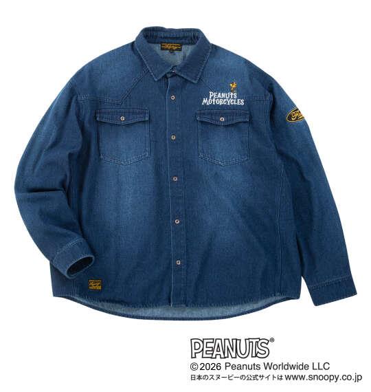 大きいサイズ メンズ FLAGSTAFF×PEANUTS スヌーピーコラボ デニム 長袖 シャツ ネイビー 1277-6305-1 3L 4L 5L 6L 8L