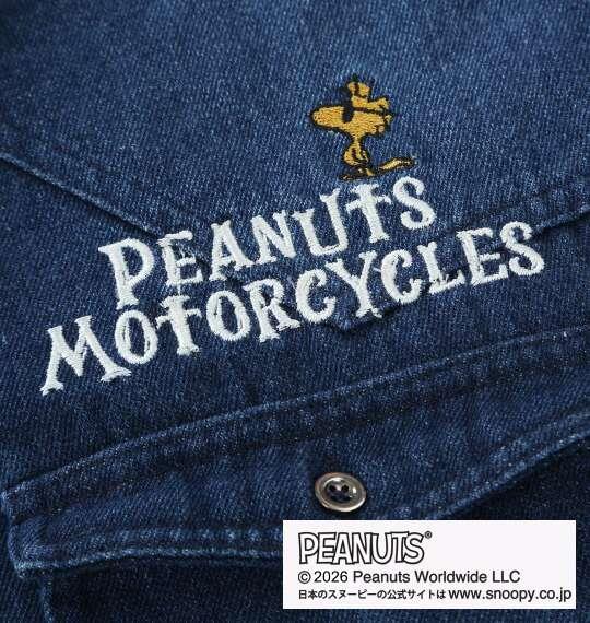 大きいサイズ メンズ FLAGSTAFF×PEANUTS スヌーピーコラボ デニム 長袖 シャツ ネイビー 1277-6305-1 3L 4L 5L 6L 8L